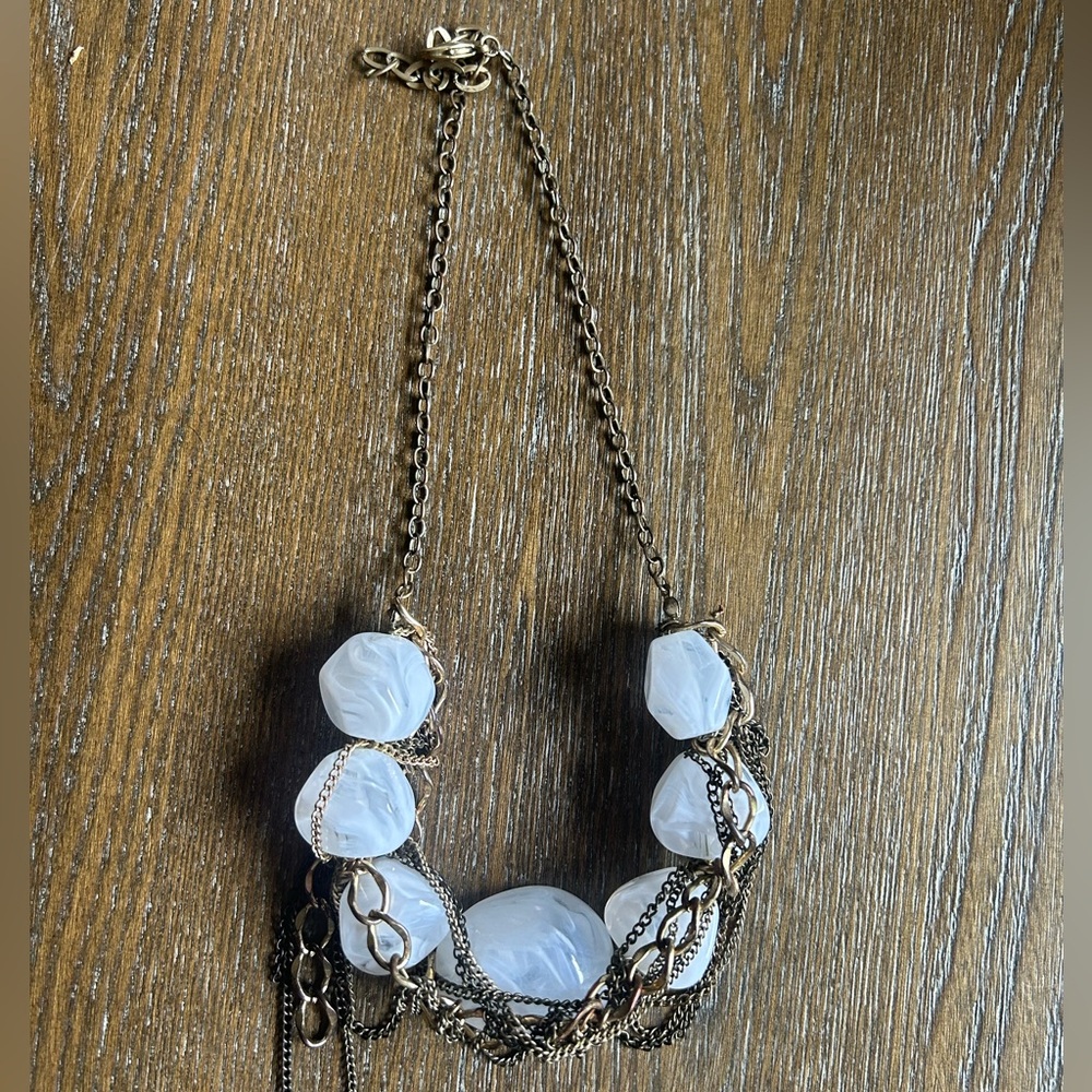 Chunky mixed metals statement necklace